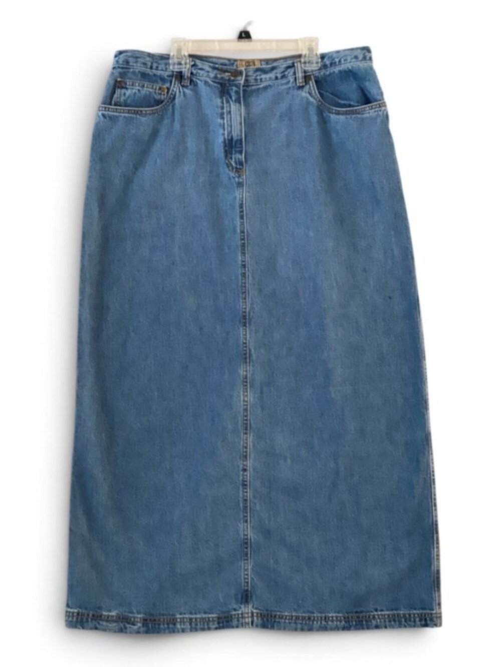 Rafaella Maxi Denim Skirt Lg 34 Blue Rear Split Western